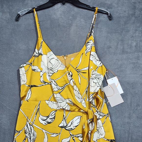 Chelsea28 Side Tie Satin Dress Spaghetti Straps Yellow harvest Size Medium - Picture 7 of 13